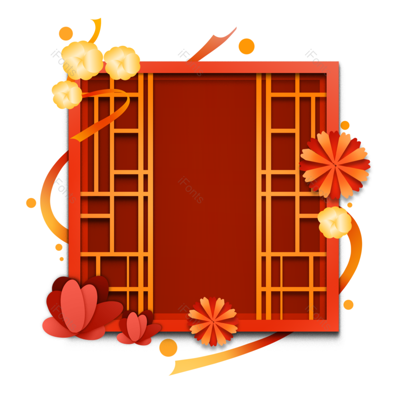 春节图片,窗花元素,剪纸PNG,扁平免抠素材